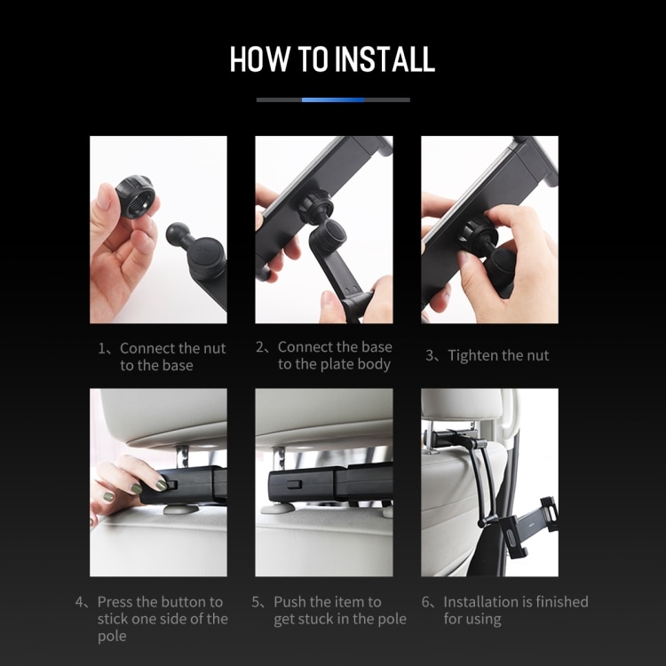 ROCK Universal Holder til bilens Nakkestøtte - Mobil & Tablet