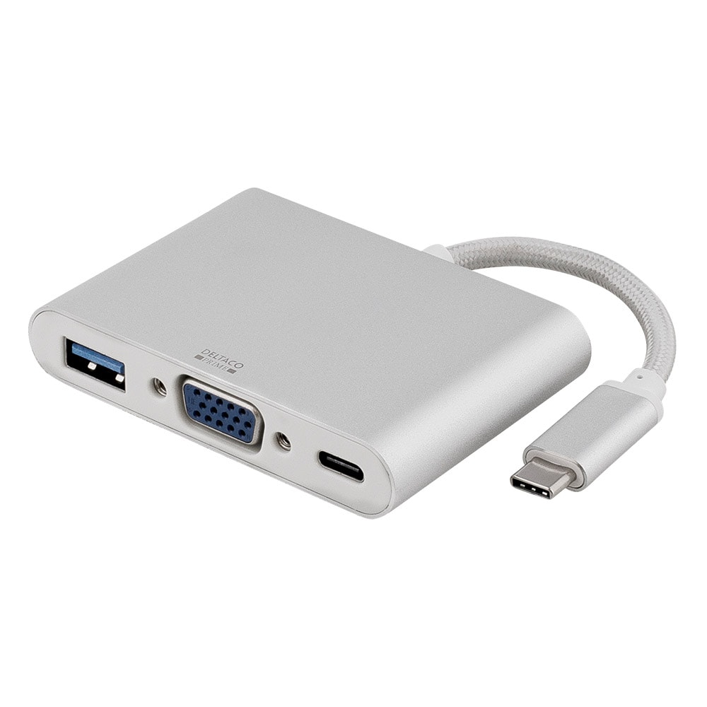 DELTACO PRIME adapter USB-C til VGA+USB-A Converter