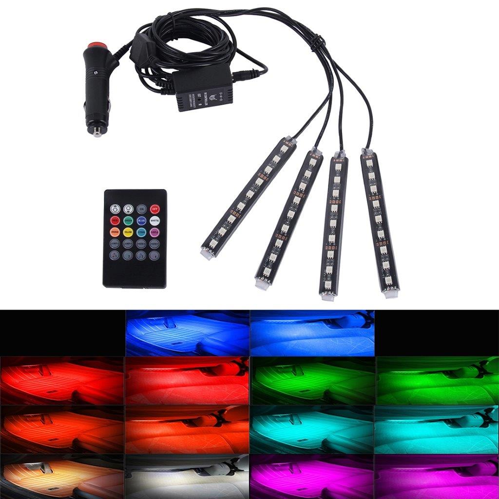 Belysning bilgulv 36 stk LED 4i1 RGB Neon - Fjernkontrol