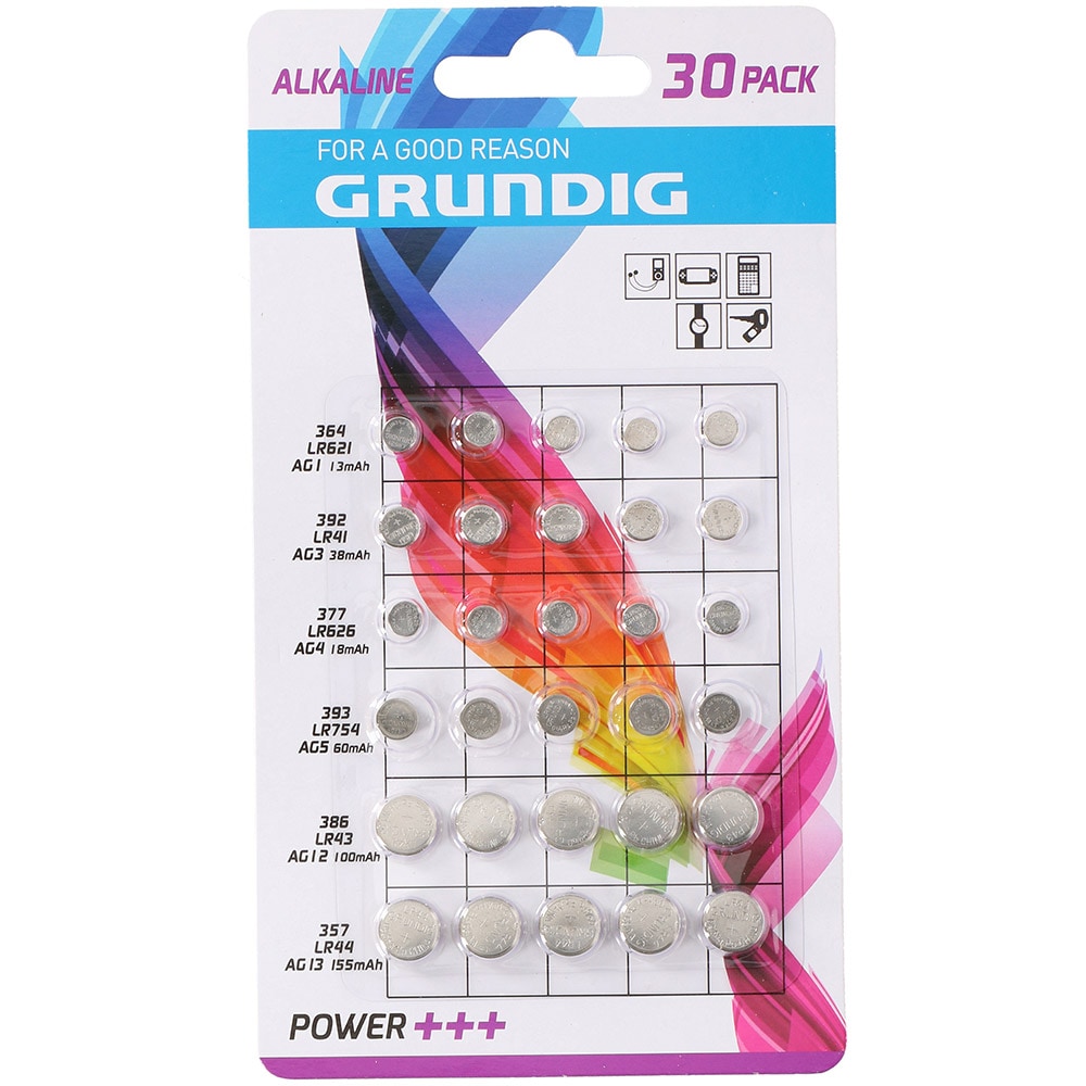 Grundig Knapcellebatteri 30-pak mindre batterier