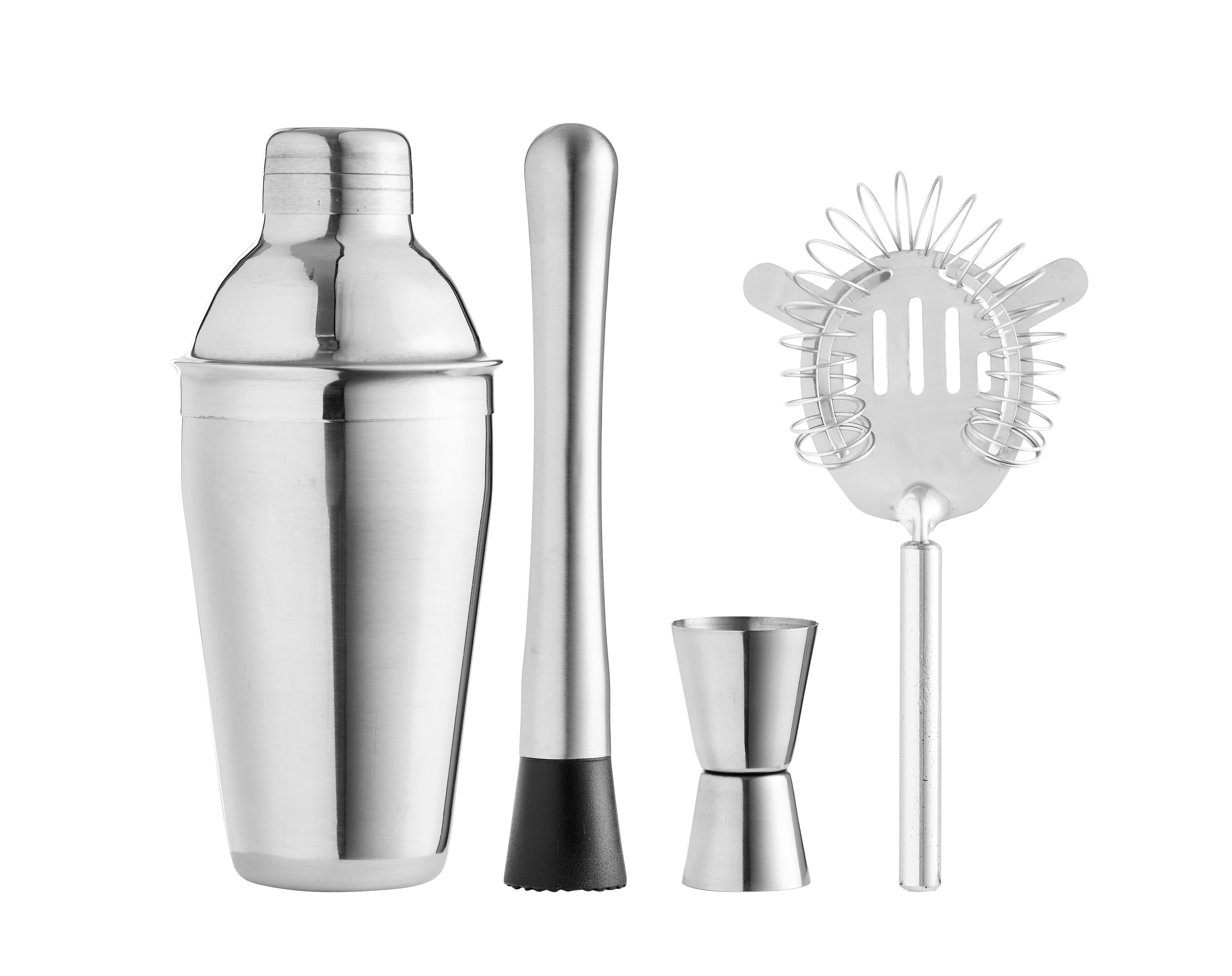 Cocktailbar-sæt i rustfrit stål med 500 ml shaker