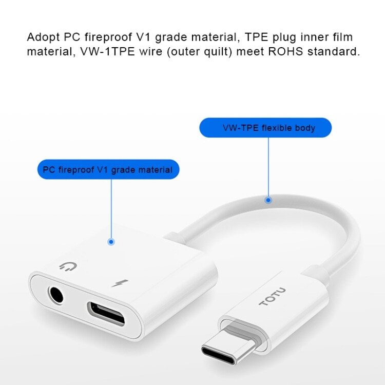 Splitter adapter USB-Type C - 1x usb-type C 1x 3,5mm lydudtag