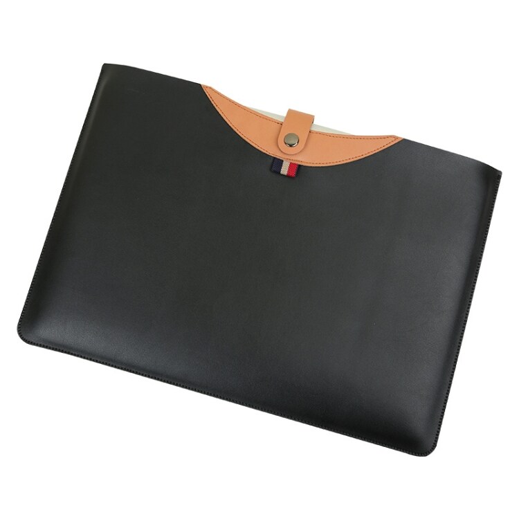 Laptopfoderal i læder med magnetlukning for MacBook Air 15.4 tommer sort+brun