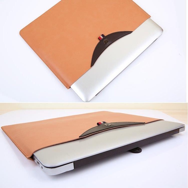 Laptopfoderal i læder med magnetlukning for MacBook Air 15.4 tommer sort+brun