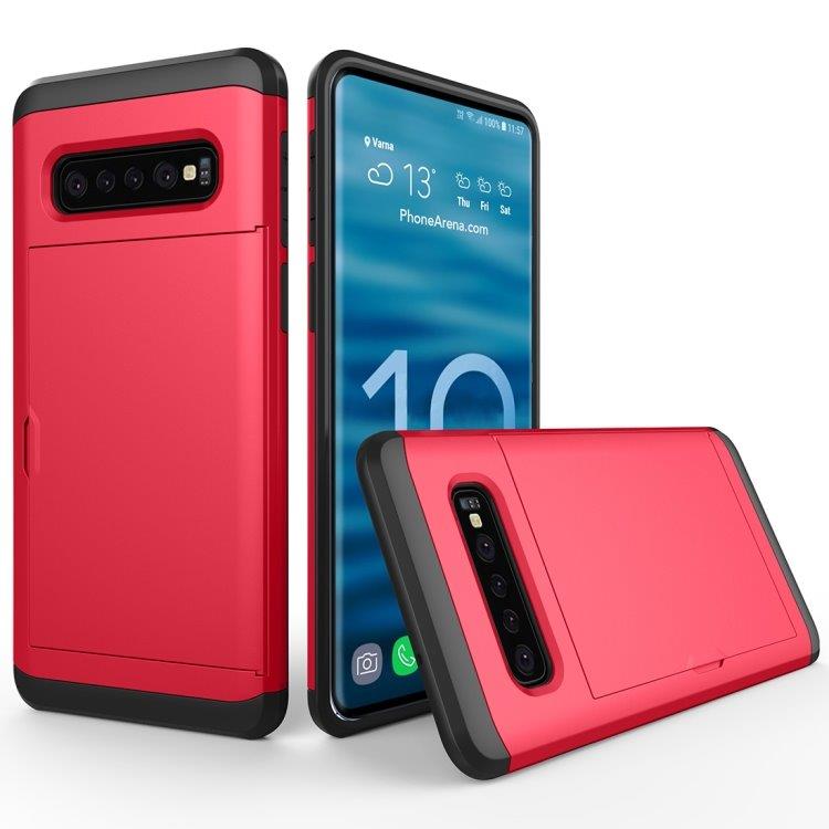 Pansercover med kortholder til Samsung Galaxy S10 - Rødt