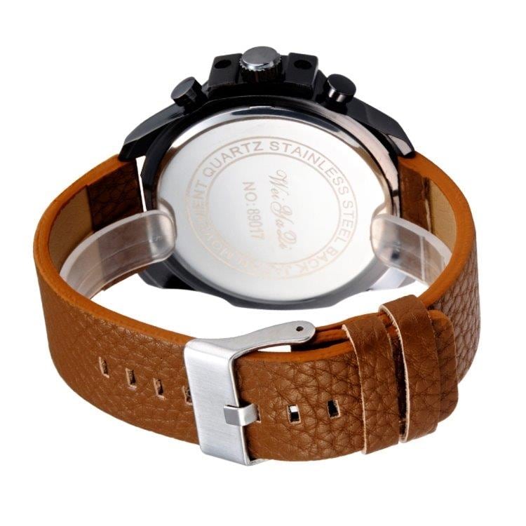 Armbåndsur orange ur i sort læder
