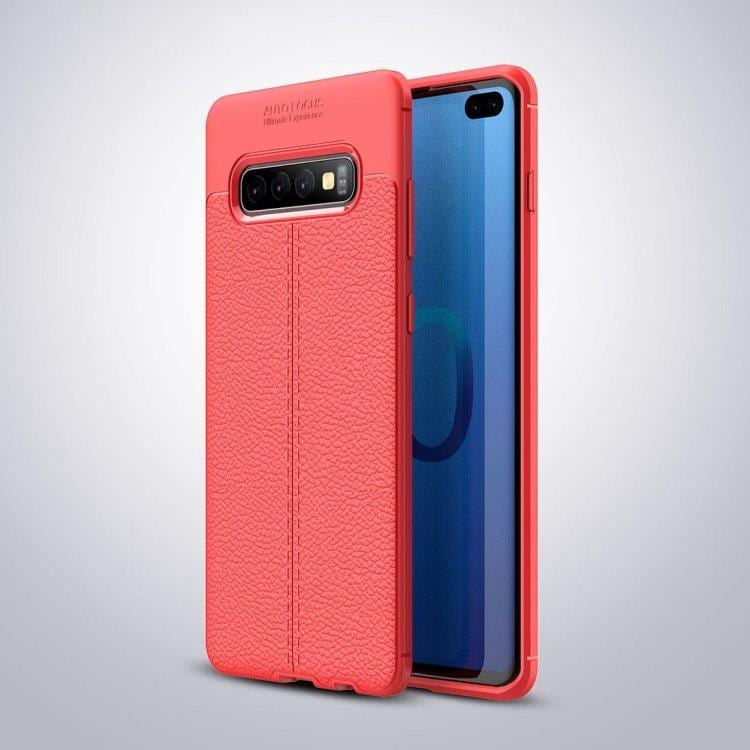 Rødt Silikonecover med lædertextur for Samsung Galaxy S10 E