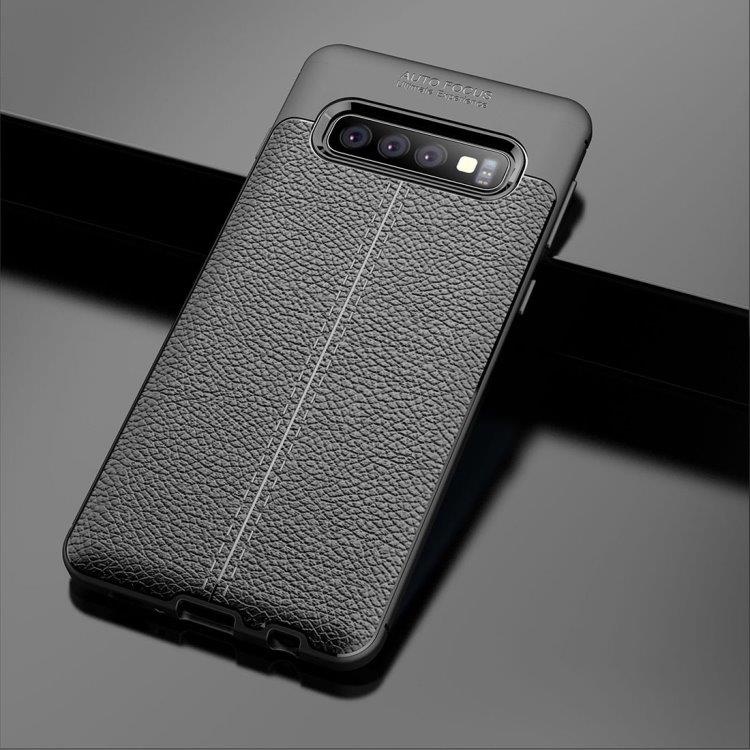 Læderimitation i silikone Cover til Samsung Galaxy S10 - Sort