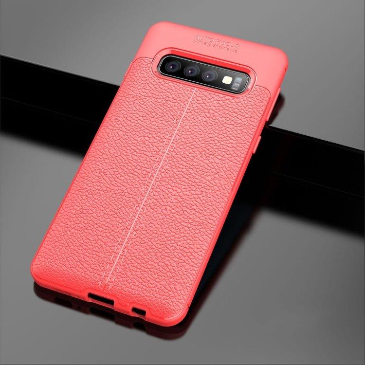 Læderimitation i silikone Cover til Samsung Galaxy S10 - Rødt