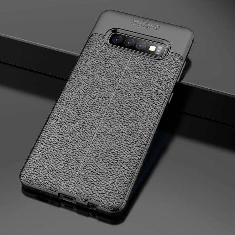 TPU Cover med læderudseende Sort til Samsung Galaxy S10+