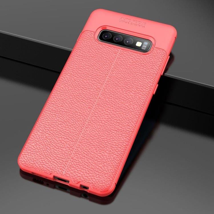 TPU Cover med læderudseende Rødt til Samsung Galaxy S10+