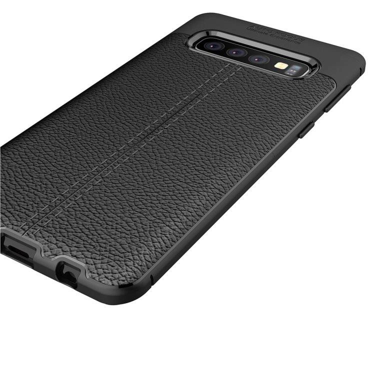 Læderimitation i silikone Cover til Samsung Galaxy S10 - Gråt