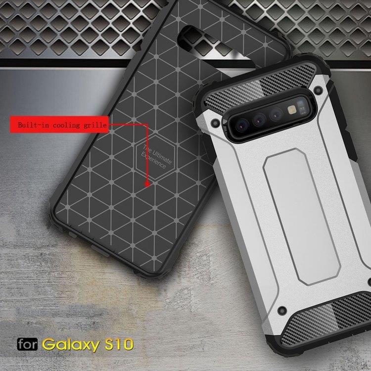 Magic Armor PU+PC Cover med kortholder for Samsung Galaxy S10 Sort
