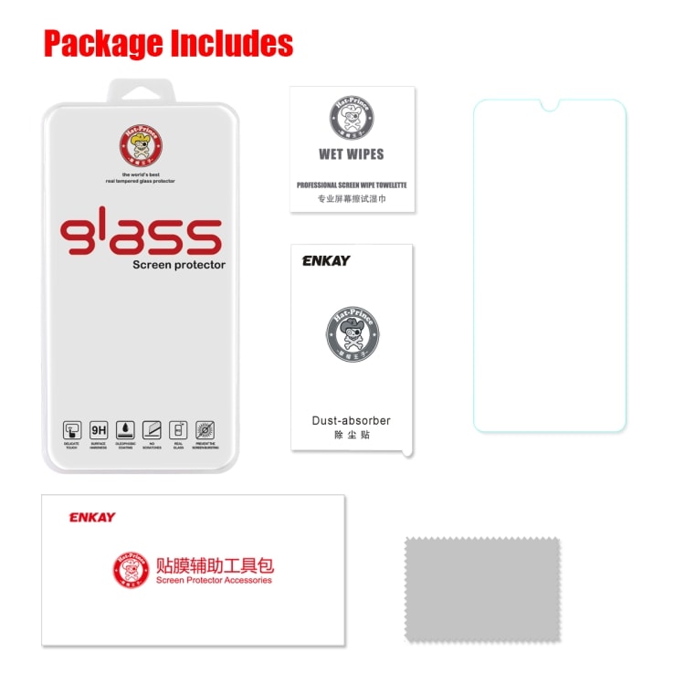 ENKAY 9H Skærmskåner  tempereret 0.26mm glas for Huawei P Smart 2019