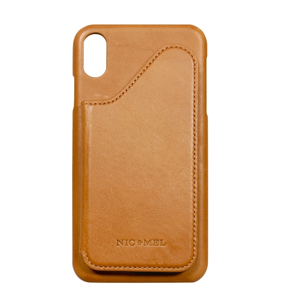 Tegnebogscover i læder til iPhone X/XS - Cognac