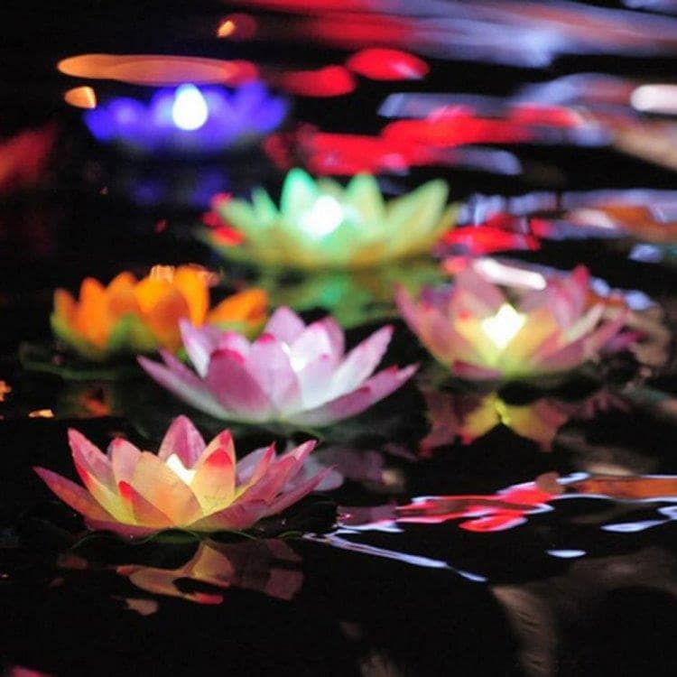 Flydende LED-belysning Lotusblomst til Pool og Spabad - 3-farvet