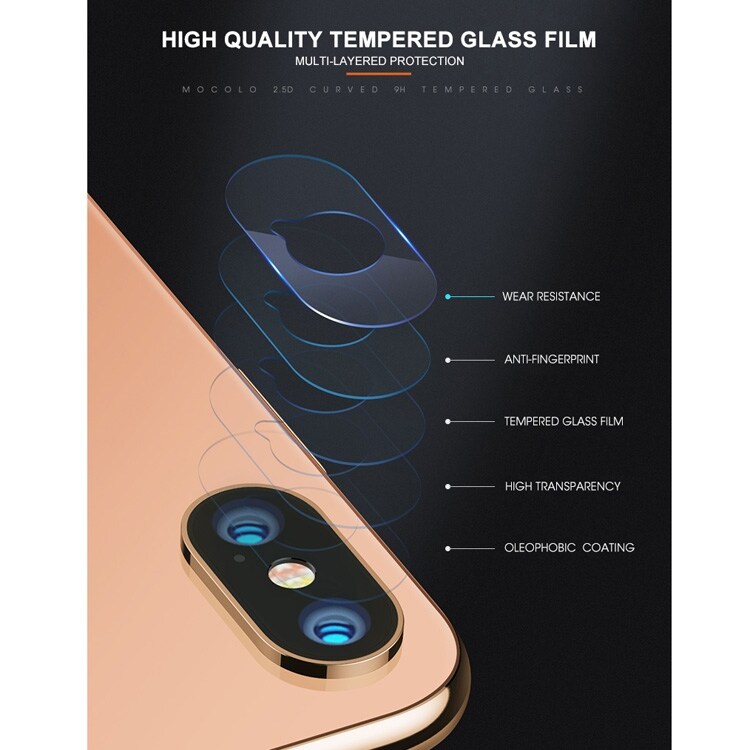 Skærmbeskyttet Hærdet Glas Kameralinse iPhone XS / X
