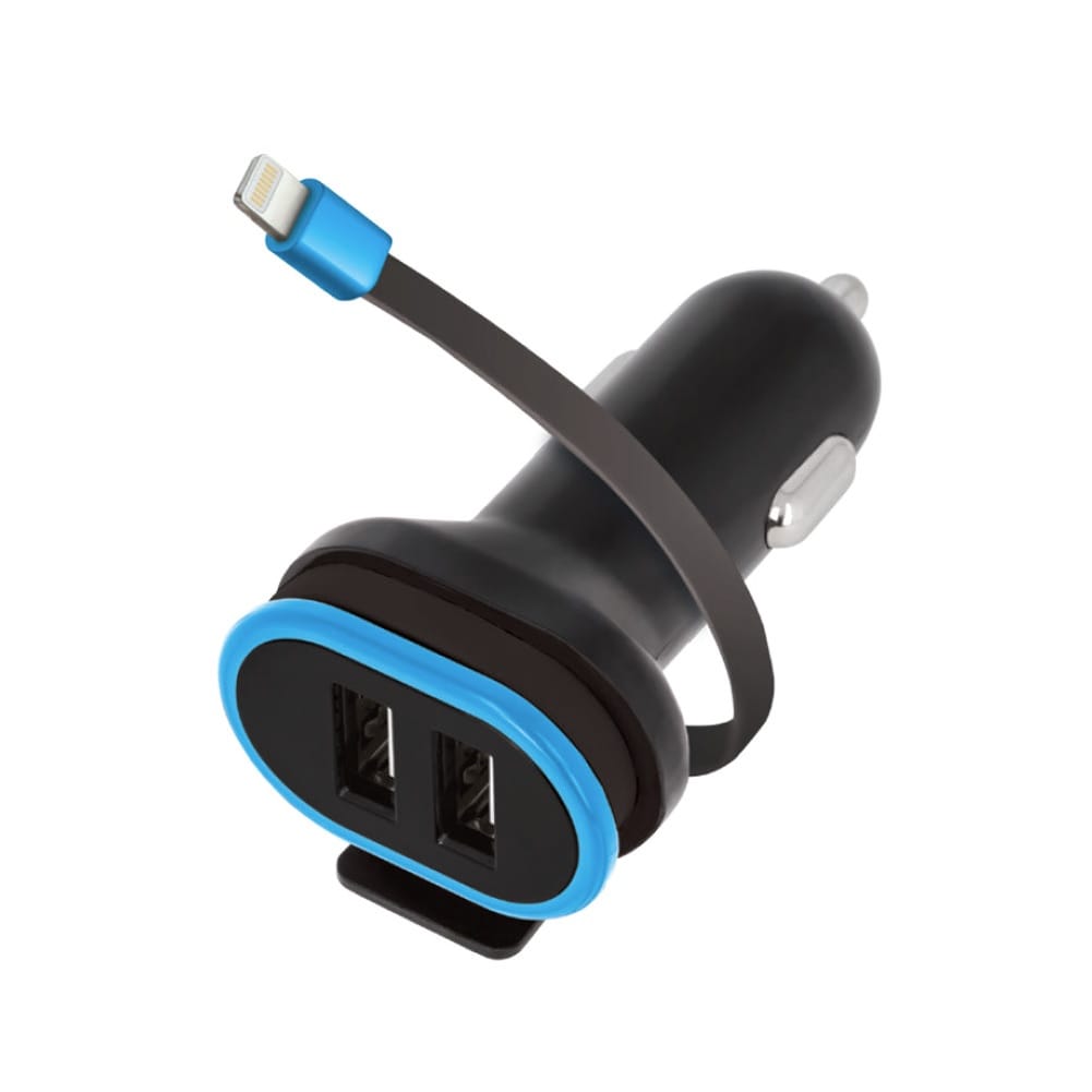 Dobbelt USB Biloplader+ Lightning-kabel 3A