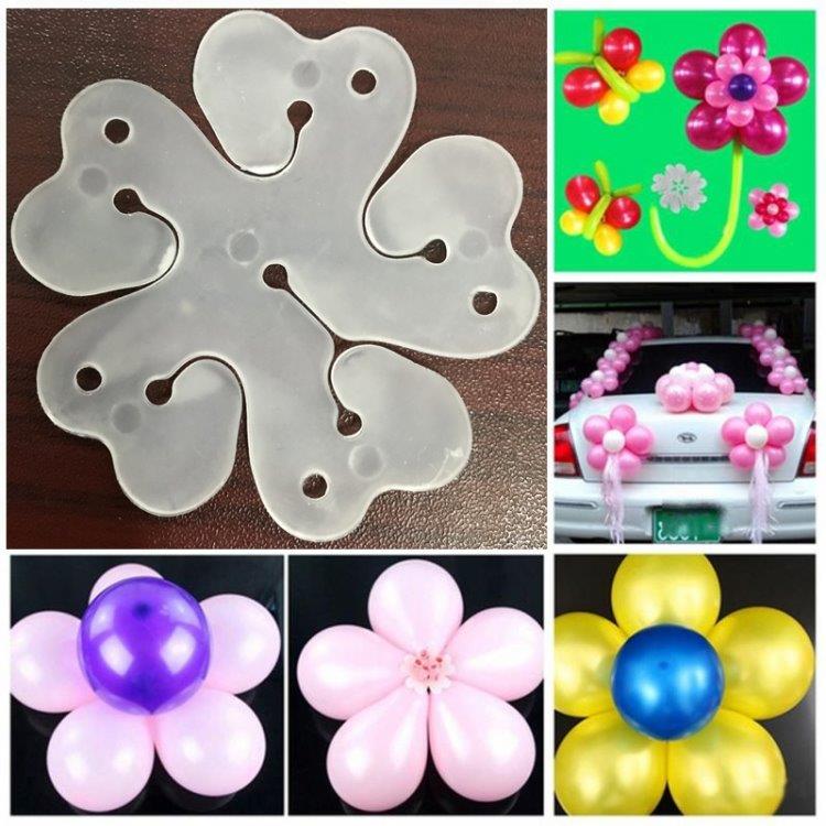 5Pak Ballonholdere Blomst - Ballonstickers / dekorationsfæste