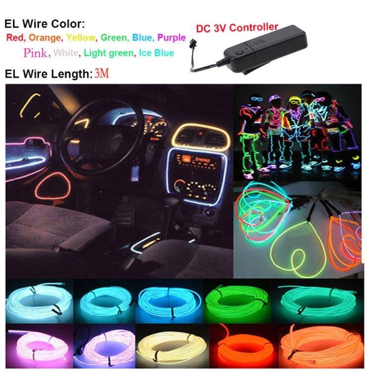 Batteridreven Led Glowstrip Neon-strip 3 Meter - Gul