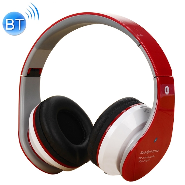 Rødt Headset med Plads til TF-kort og 3,5 mm AUX-stik - Kompatibel med MP3 og FM-radio