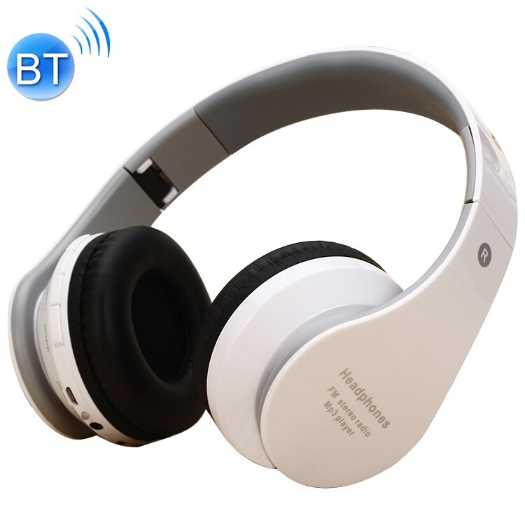 Hvidt Headset med Plads til TF-kort og 3,5 mm AUX-stik - Kompatibel med MP3 og FM-radio