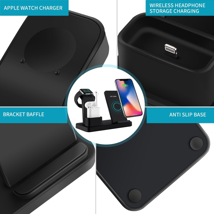 QI Quicklader 3 i 1 iPhone, Apple Watch, AirPods