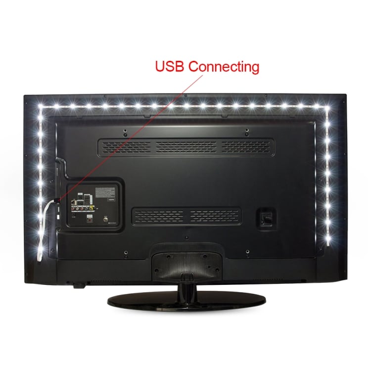 Usb LED-kæde for Baggrundsbelysning til TV - 5 m kold hvid