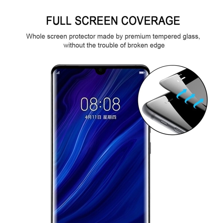 3D Fuld Skærmskåner i hærdet Glas Huawei P30 Pro