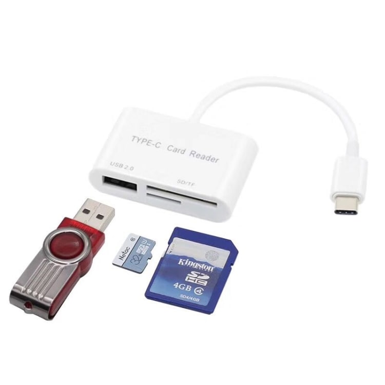 Kortlæser USB Type-C til SD/MicroSD + USB