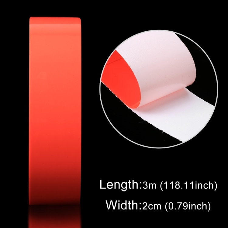 Selvlysende Vægtape 2 cm x 3 m Rød