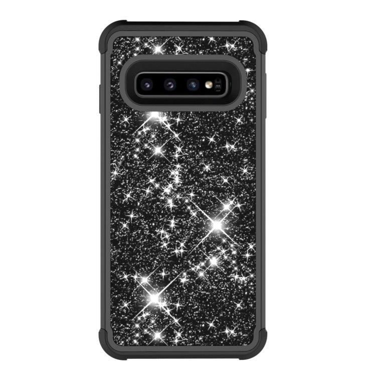 Shockproof Glitter-etui Samsung Galaxy S10 Sort