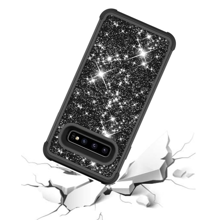 Shockproof Glitter-etui Samsung Galaxy S10 Sort