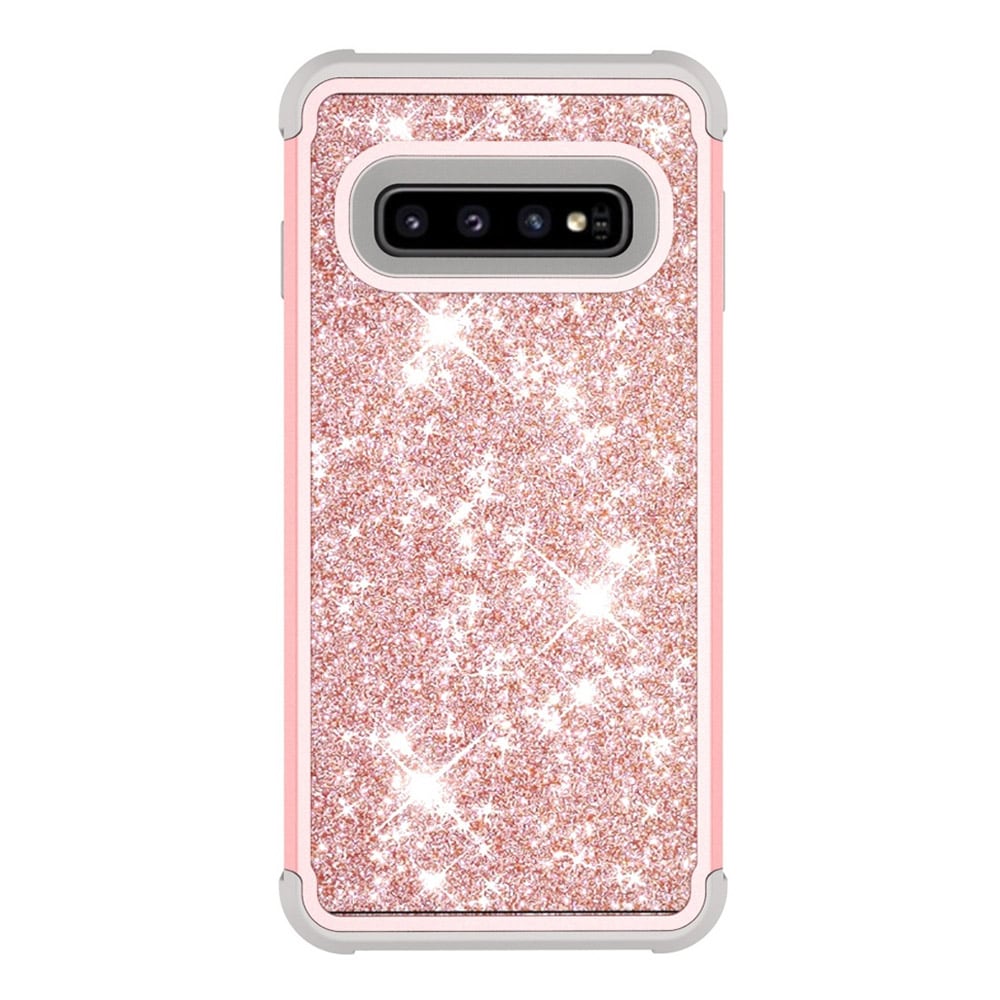 Shockproof Glitter-etuiSamsung Galaxy S10 Rose Guld