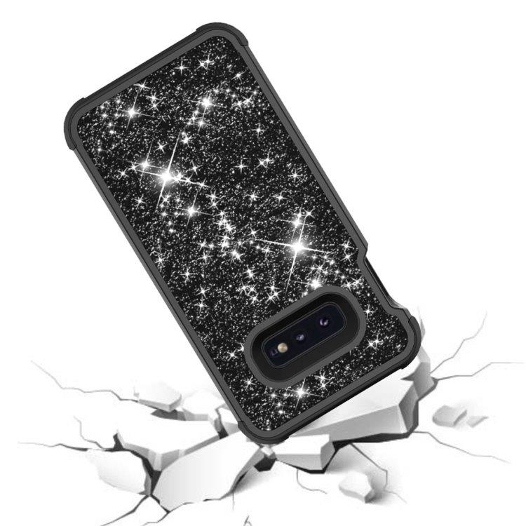 Shockproof Glitter-etui Samsung Galaxy S10e Sort