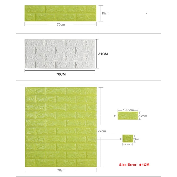 Vægdekal/Wallsticker Tegl 70 x 77 cm Hvid Pakke med
