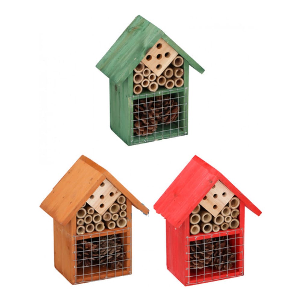 Insekthotel i træ - 16 x 9 x 19 cm