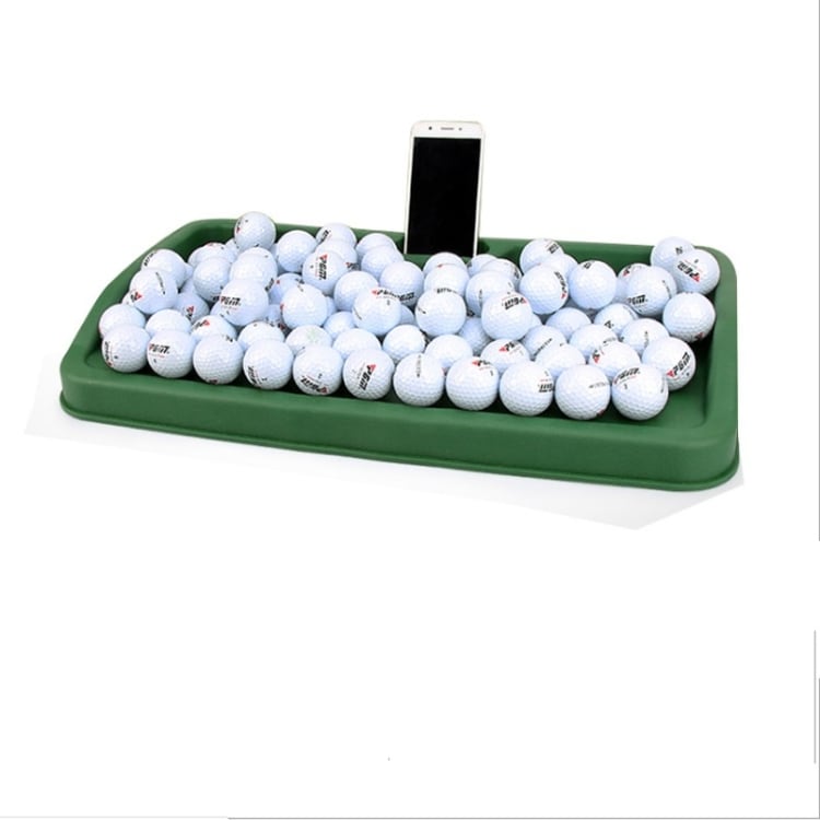 Golfbox som rummer ca 100 bolde, med mobilholder