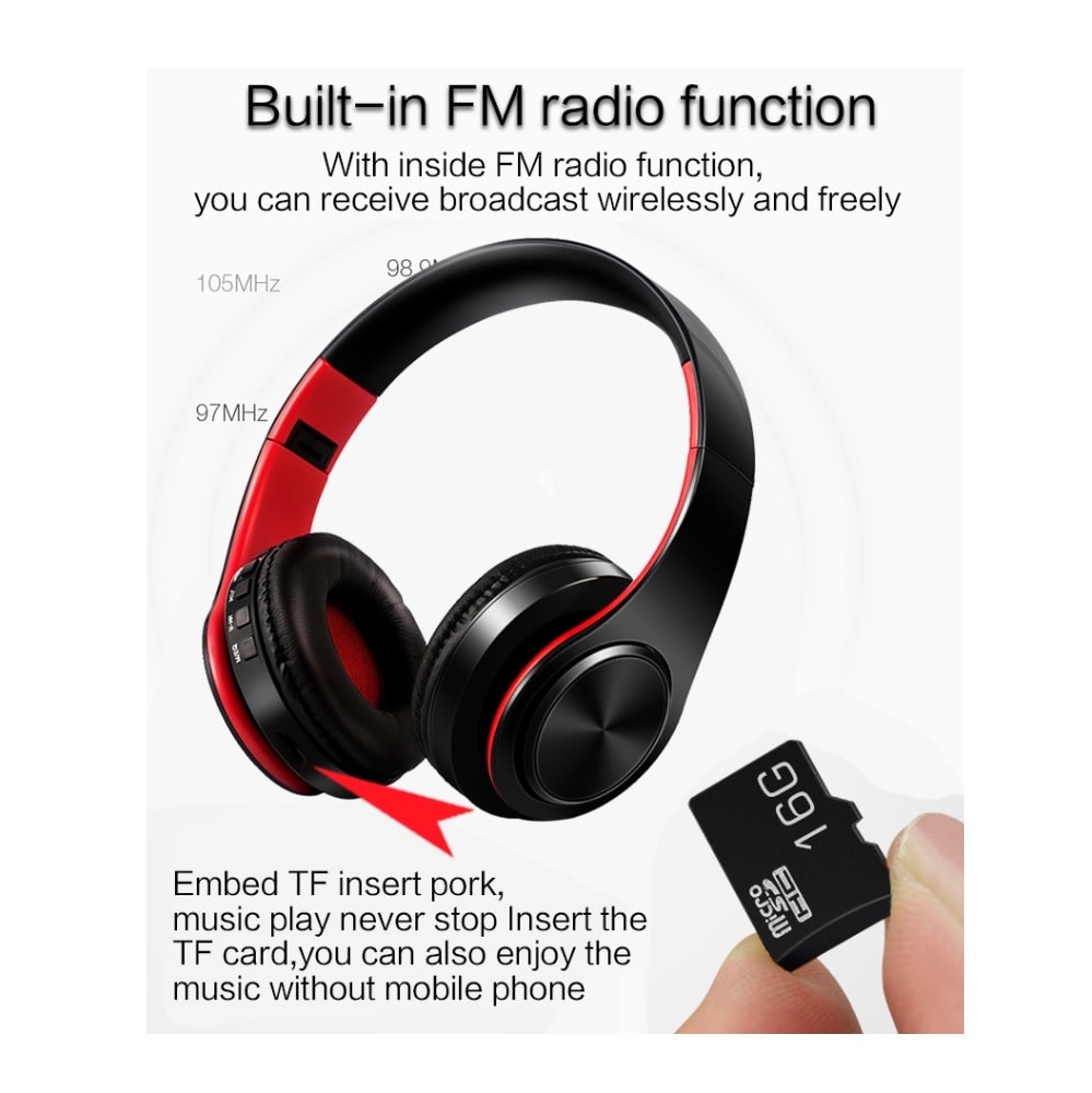 HIFI Bluetooth Hovedtelefoner - SD-kort & FM