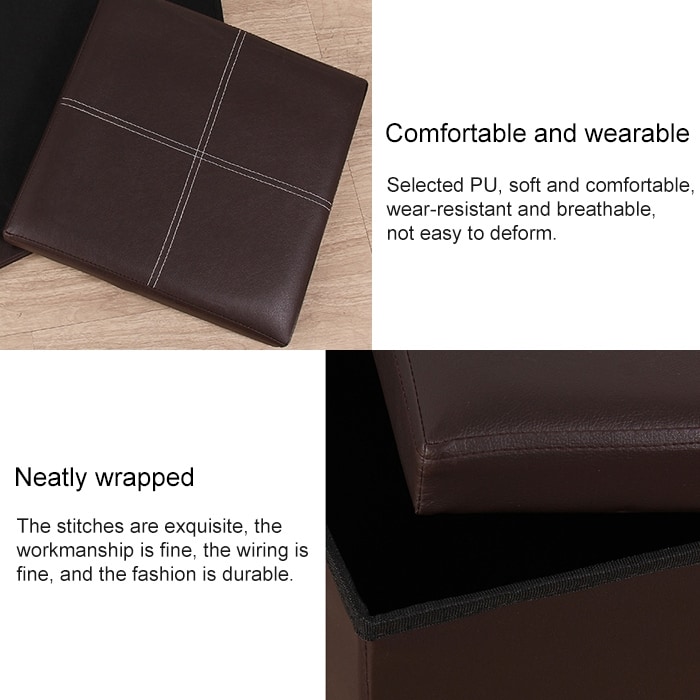 Siddepuf / Fodskammel med smart opbevaring i imiteret læder