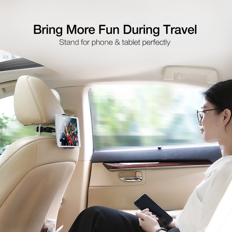 Smartphone- og tabletholder for bilens bagsæde
