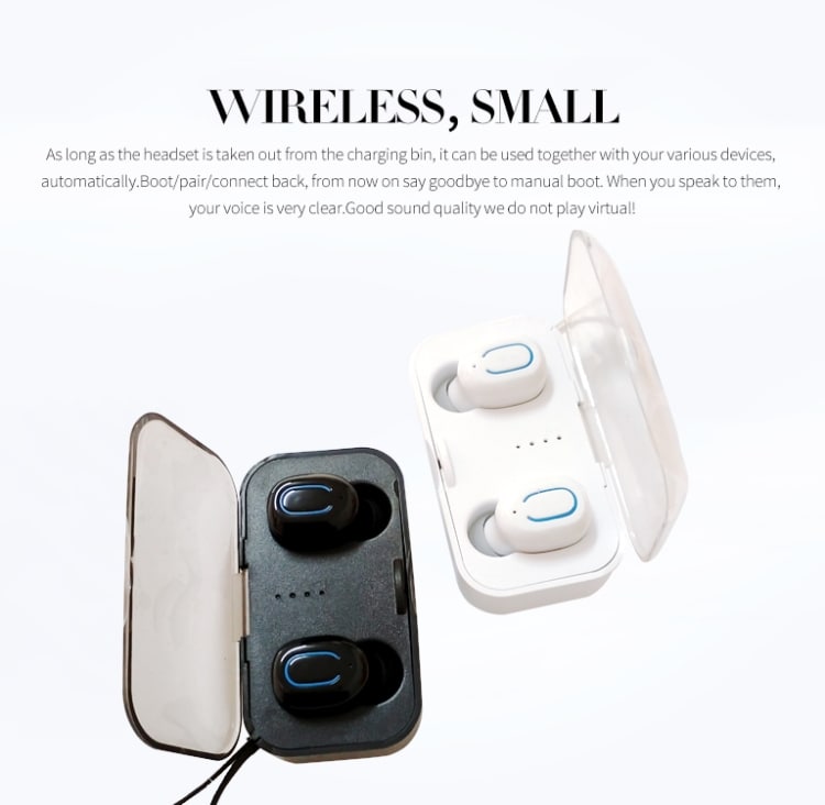 Mini Bluetooth høretelefoner med opladningsfoderal