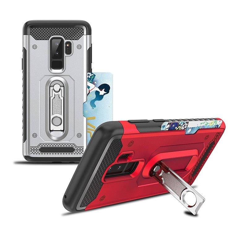 Rødt Shockproof cover med holder til Galaxy S9+