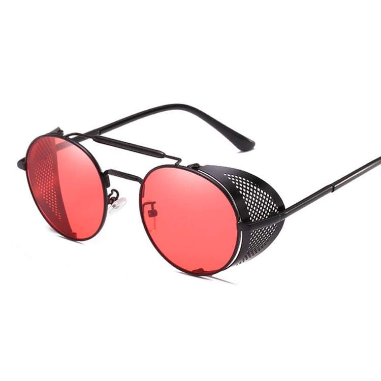 Retro Solbriller UV beskyttelse - Sort/Rød