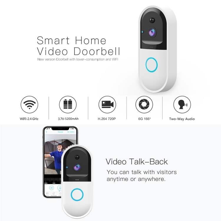 Døralarm med 720P Smart WiFi Video