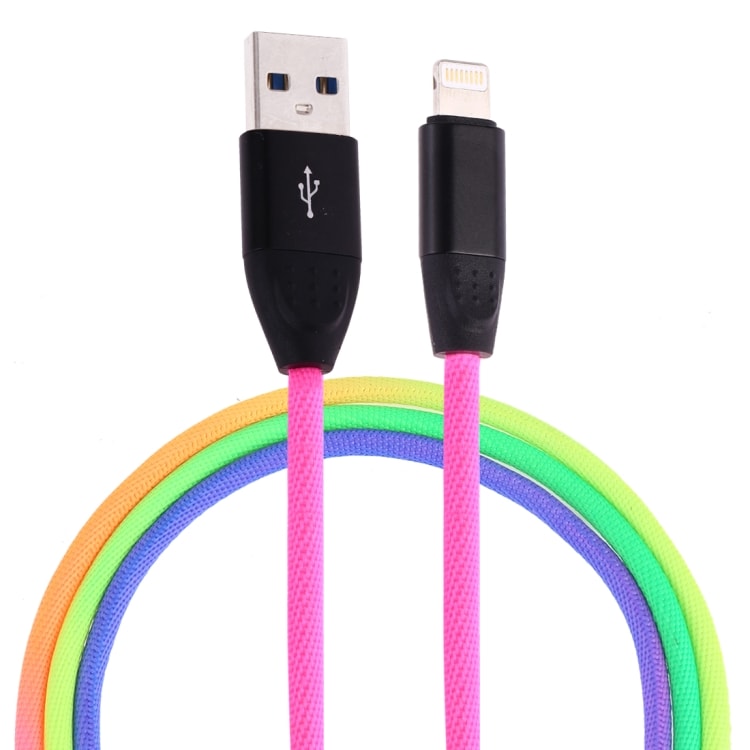 1 m USB til Micro USB Ladningskabel - Regnbuefarvet