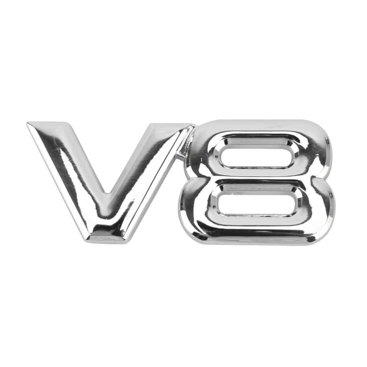 V8 Bilklistermærke Sølv - Large