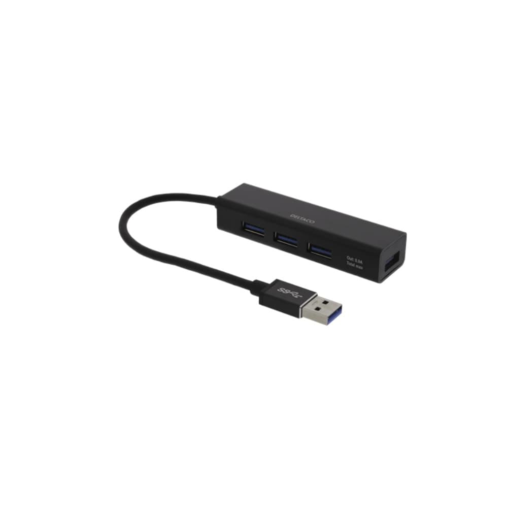 DELTACO USB Mini Hub med 4 x USB-A porte