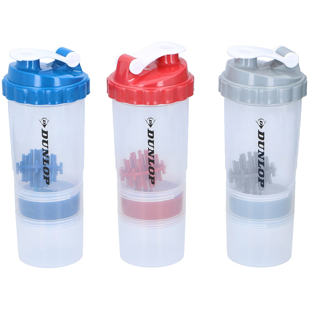 Dunlop Shake / Shakerflaske / Proteinshaker / Vandflaske 550 ml med smart opbevaring til proteinpulver