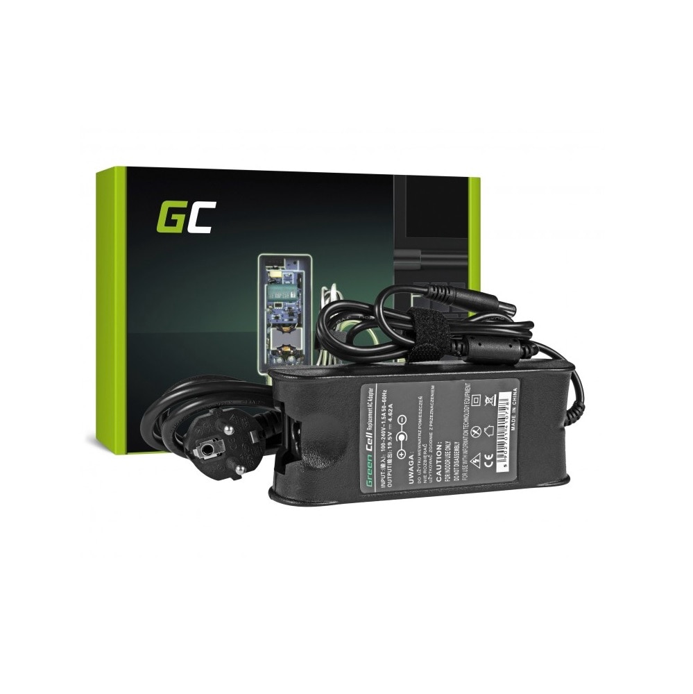 Green Cell lader / AC Adapter til Dell 90W |19.5V 4.62A / 7.4mm-5.0mm